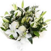 White Lilies &amp; Luxury Long stemmed White Naomi Roses